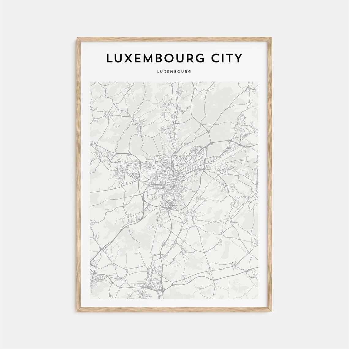 Luxembourg City Luxembourg Minimalist City Map Travel Poster