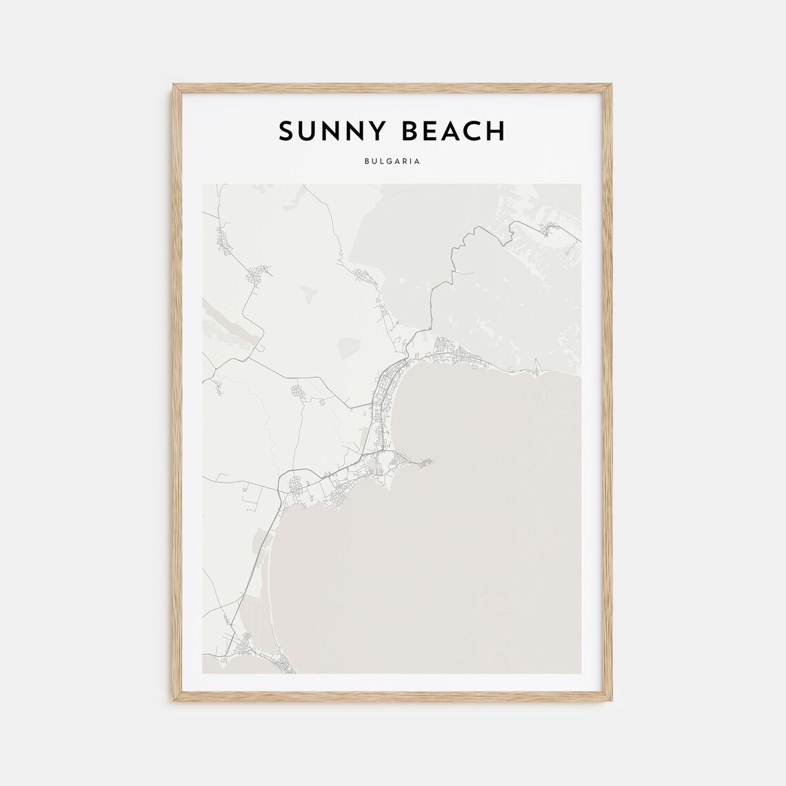 Sunny Beach Bulgaria Minimalist City Map Black Sea Travel Poster