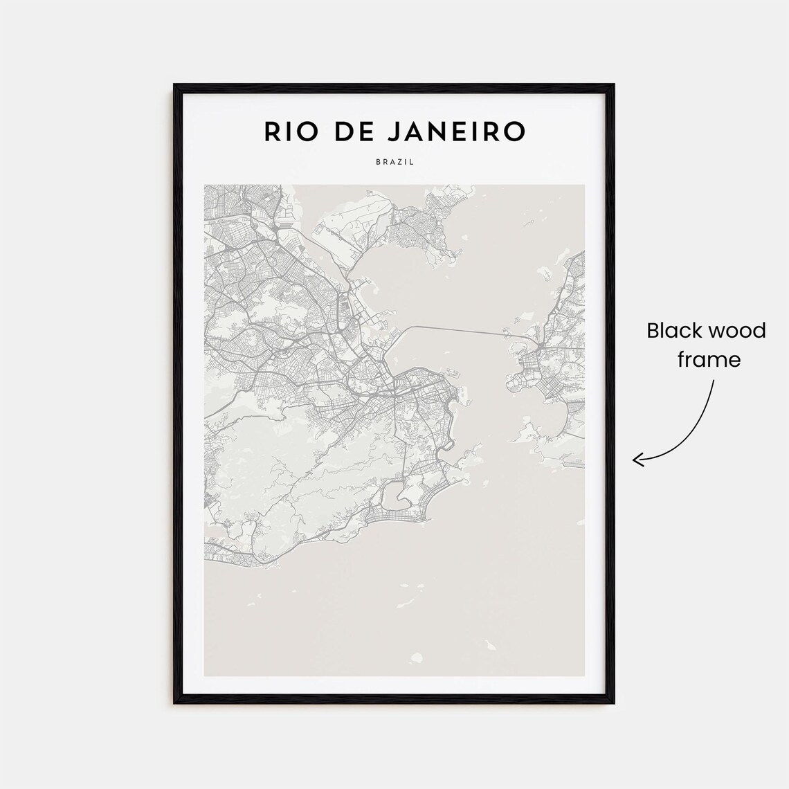 Rio De Janeiro Brazil Modern Minimalist City Map Travel Poster - Image 3