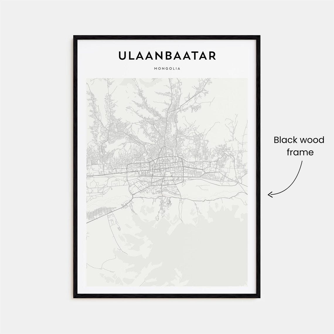 Ulaanbaatar Mongolia Minimal Cream City Map Travel Decor Poster - Image 3