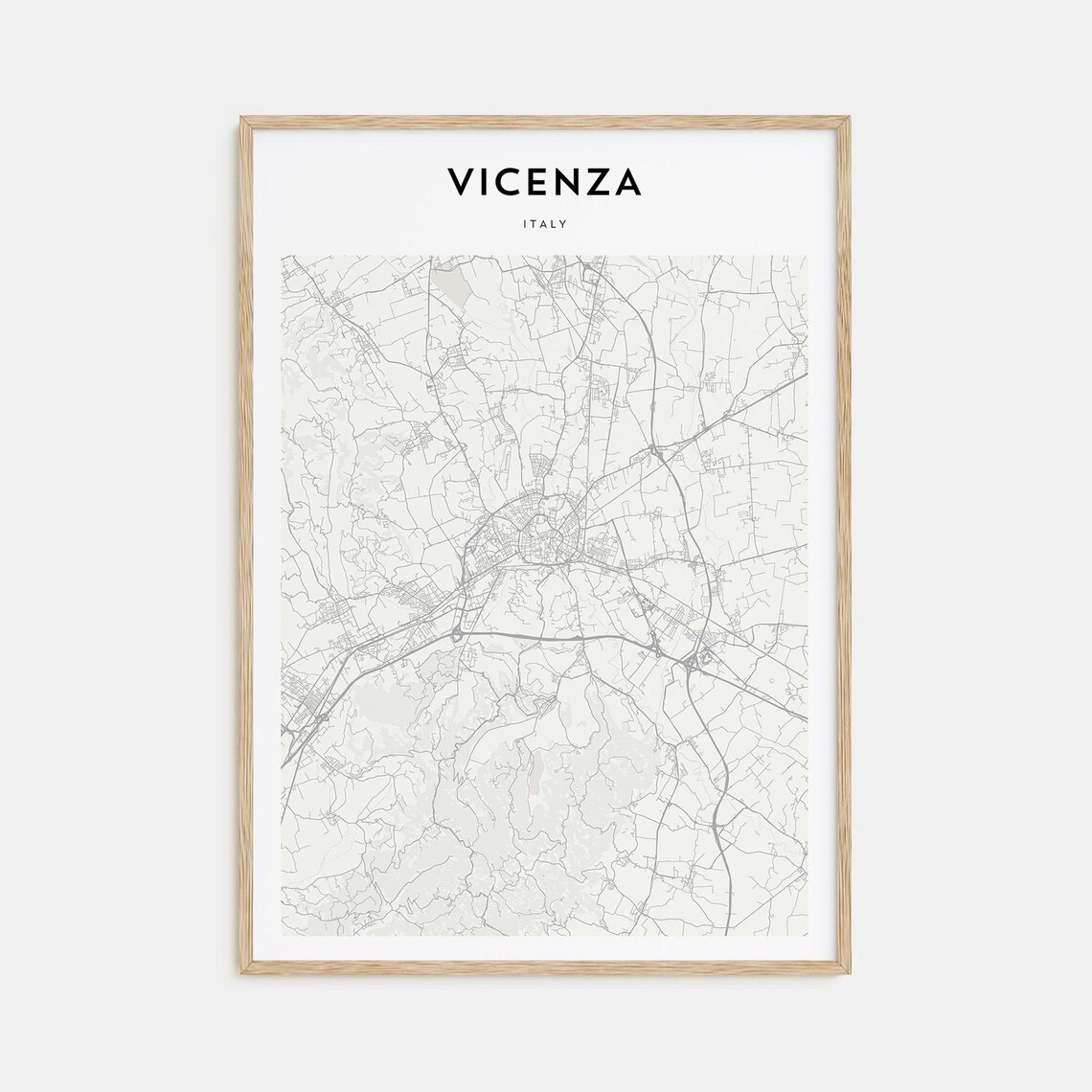 Vicenza Italy Minimalist Black White City Map Street Poster Gift