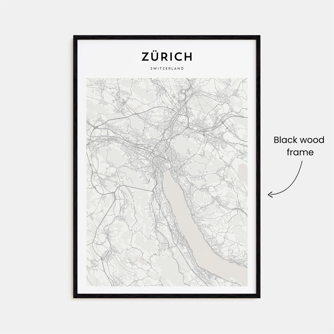 Zurich Switzerland Minimalist Detailed City Map Street Grid Poster - Image 3