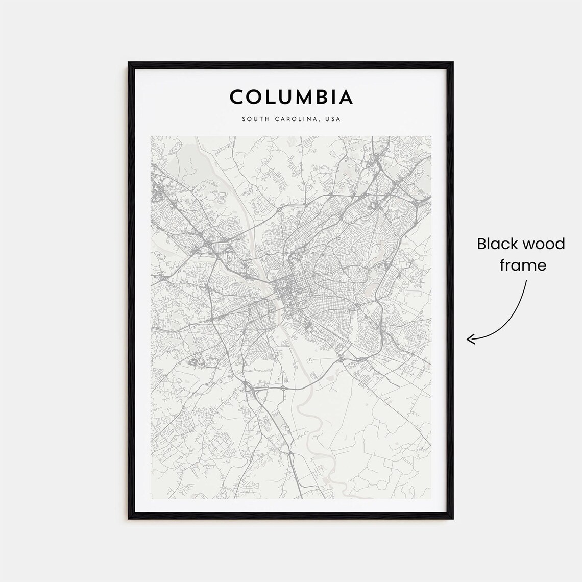 Columbia South Carolina Detailed Minimalist Street Map City Poster - Image 3