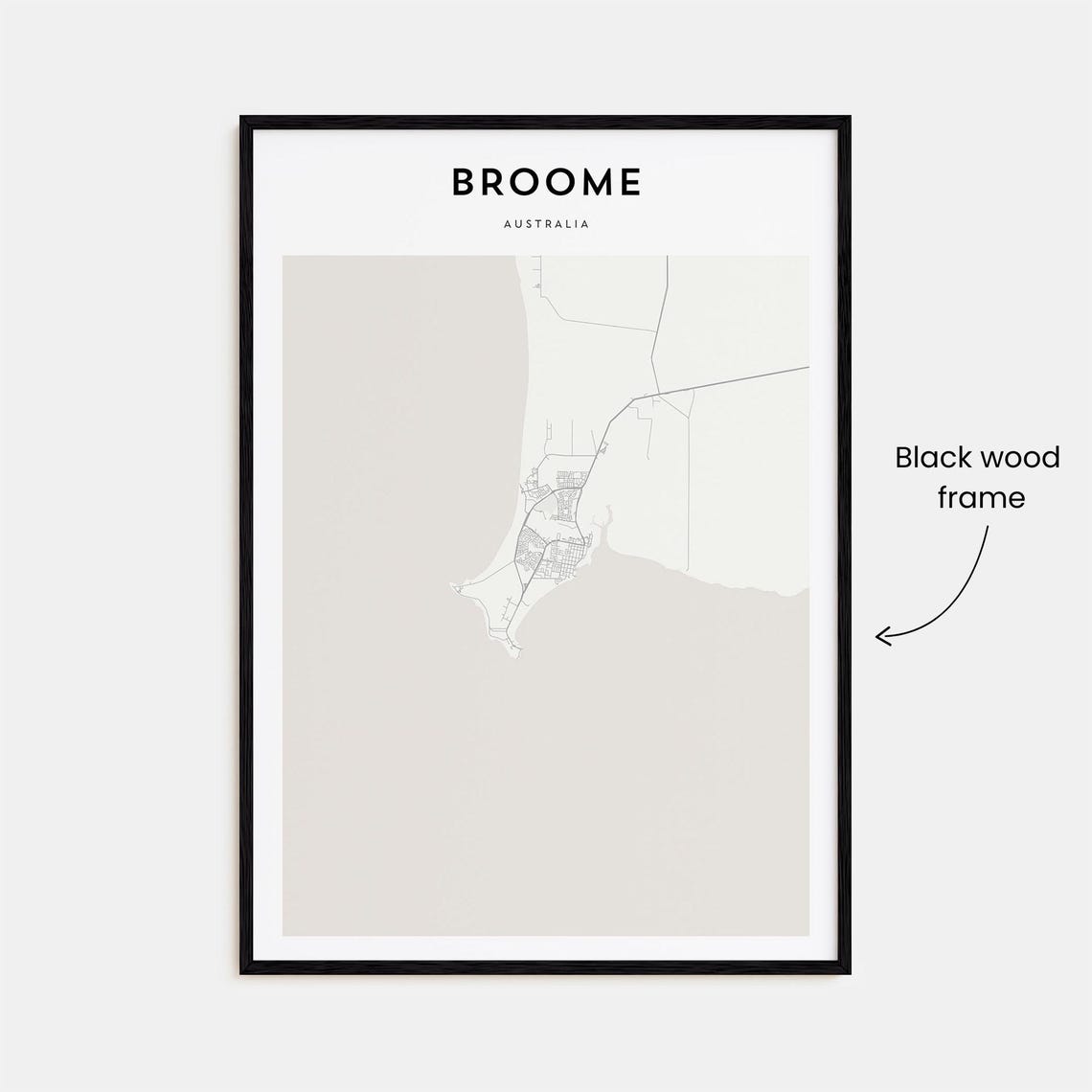Broome Australia Minimalist Line Map Coastal Town Street Art Poster - Image 3