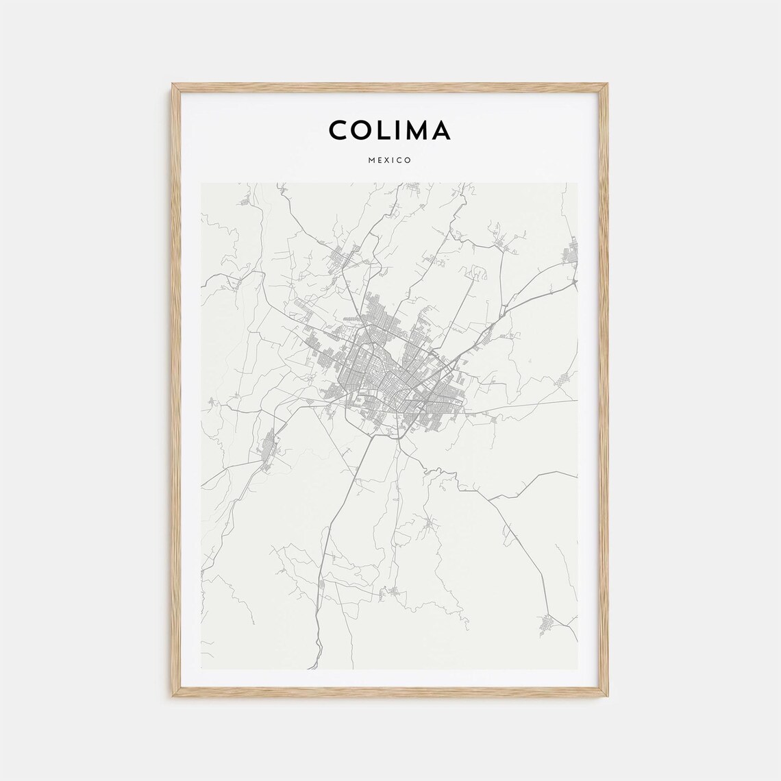 Colima Mexico Minimalist City Street Map Decor Travel Art Print
