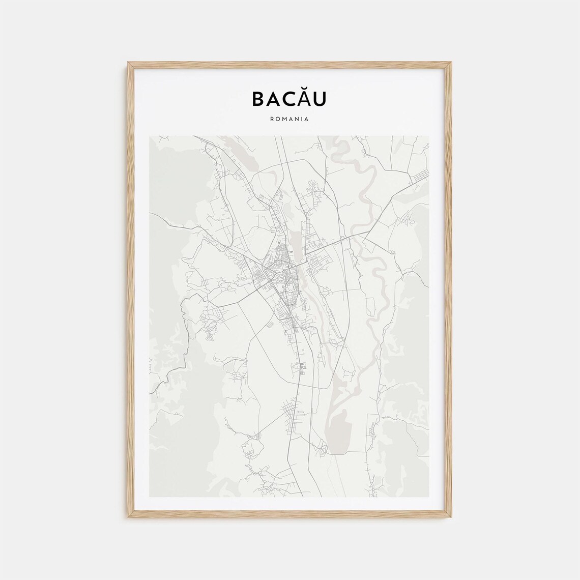 Bacau Romania Minimalist City Street Map Poster with Bold Type