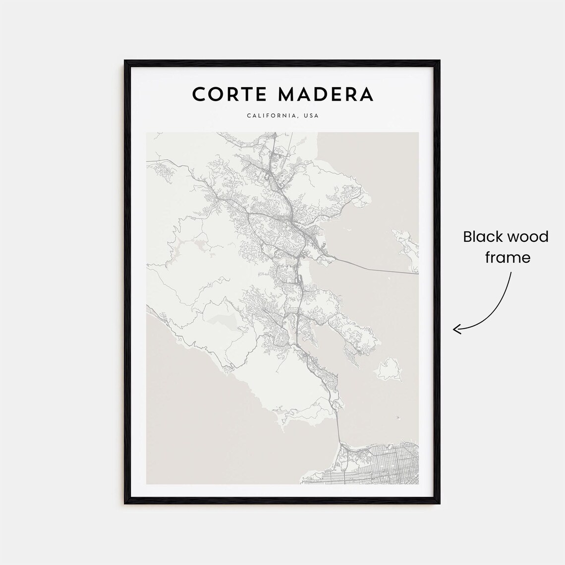 Corte Madera California USA Minimalist City Street Map Art Print - Image 3
