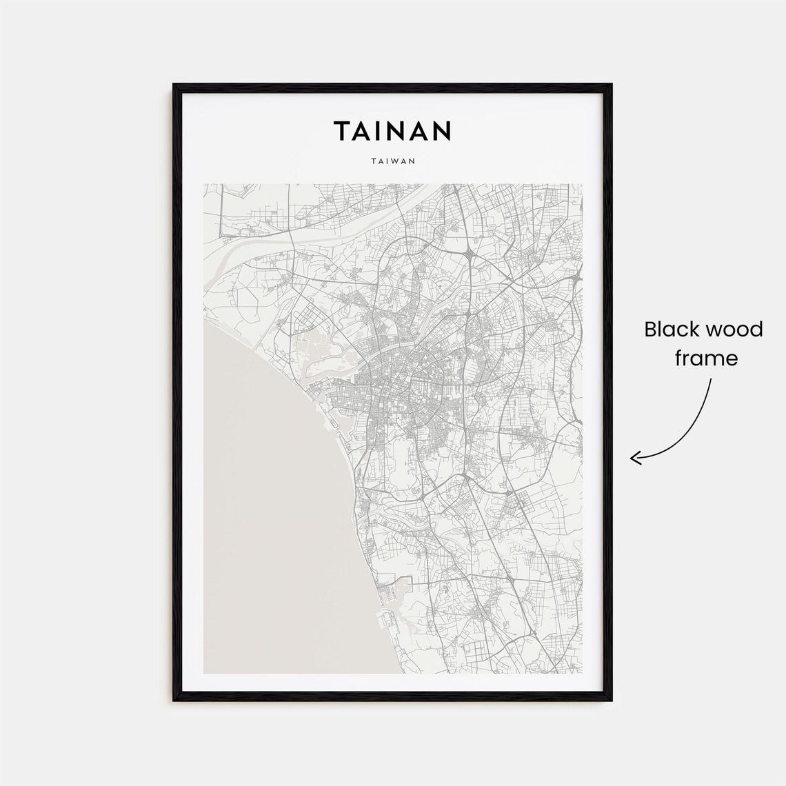 Tainan Taiwan Minimal Elegant Cream City Map Travel Decor Poster - Image 3