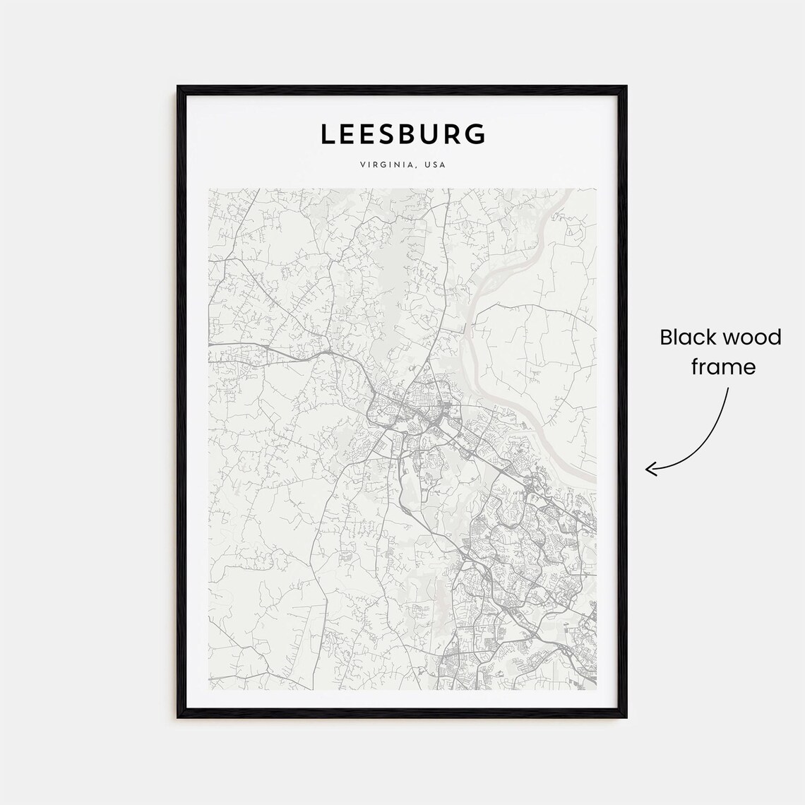 Leesburg Virginia Detailed Minimalist Street Map City Travel Poster - Image 3