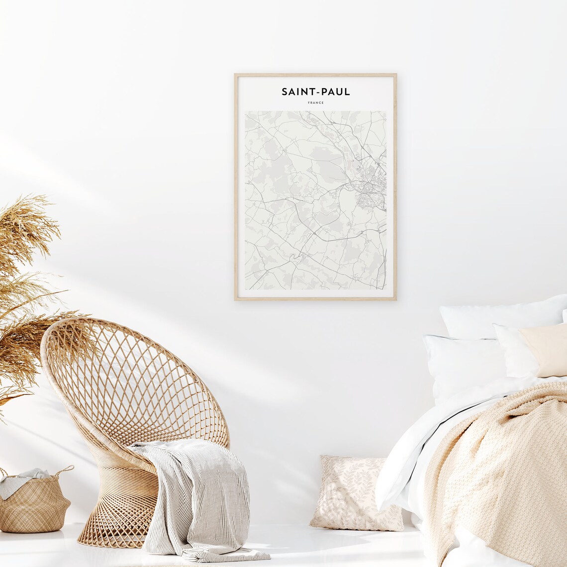 Saint-Paul France Minimalist City Street Map Black White Art Poster - Image 3