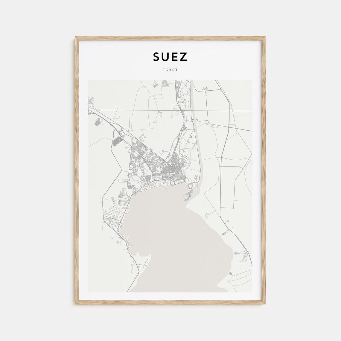 Suez Egypt Minimalist City Street Map Line Art Home Decor Poster