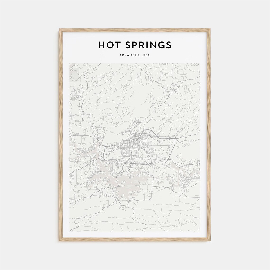 Hot Springs Arkansas USA Minimalist Street Map Line Art Poster