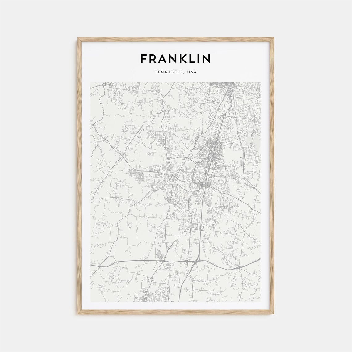 Franklin Tennessee USA Minimalist Beige City Map Home Decor Poster