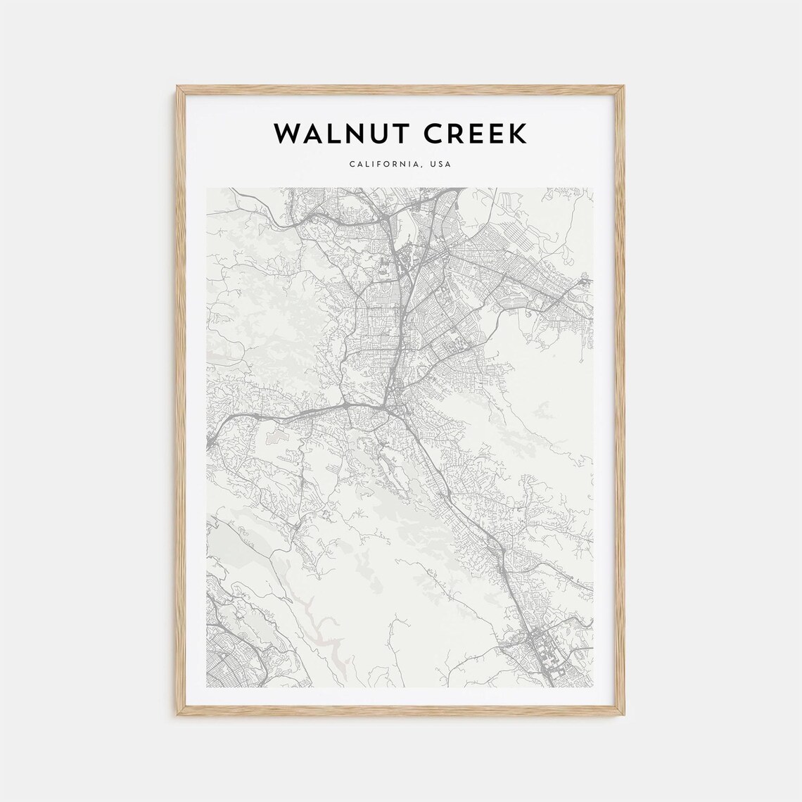Walnut Creek California Minimalist Street Map Poster Home Decor