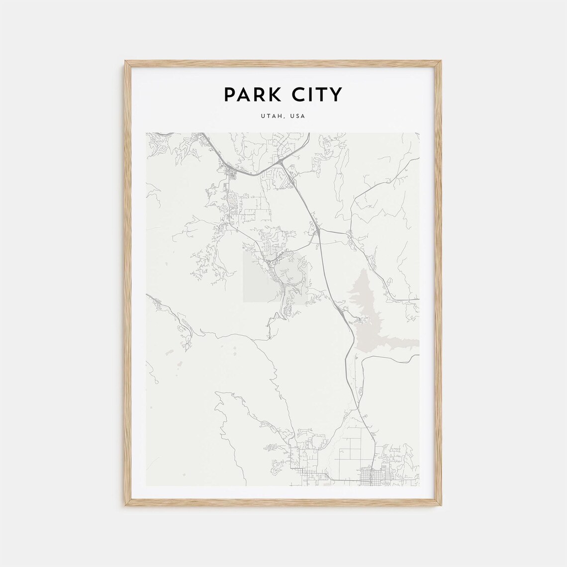 Park City Utah Wasatch Mountains Minimalist Town Map Travel Poster