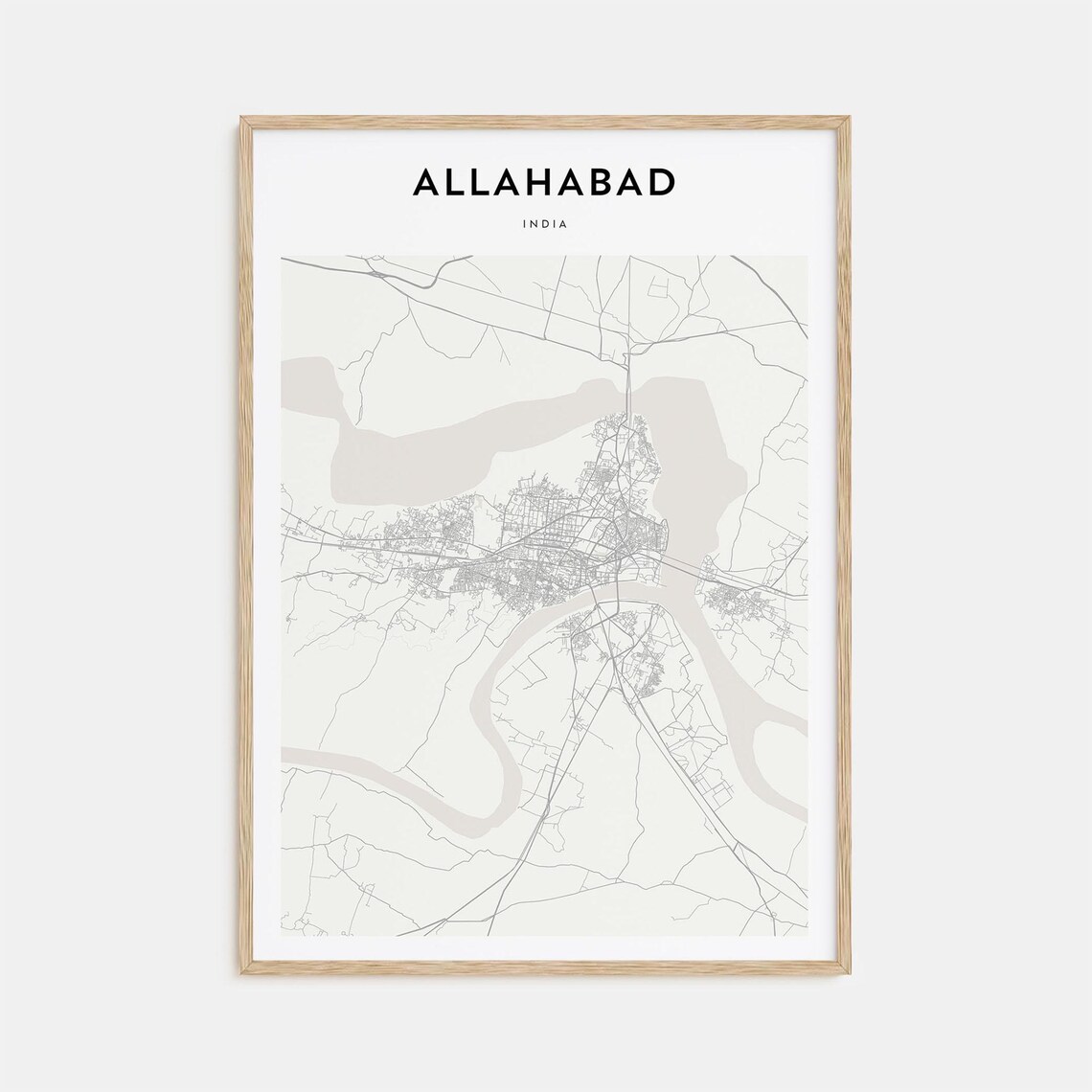 Allahabad India Minimalist City Street Map Vintage Travel Poster