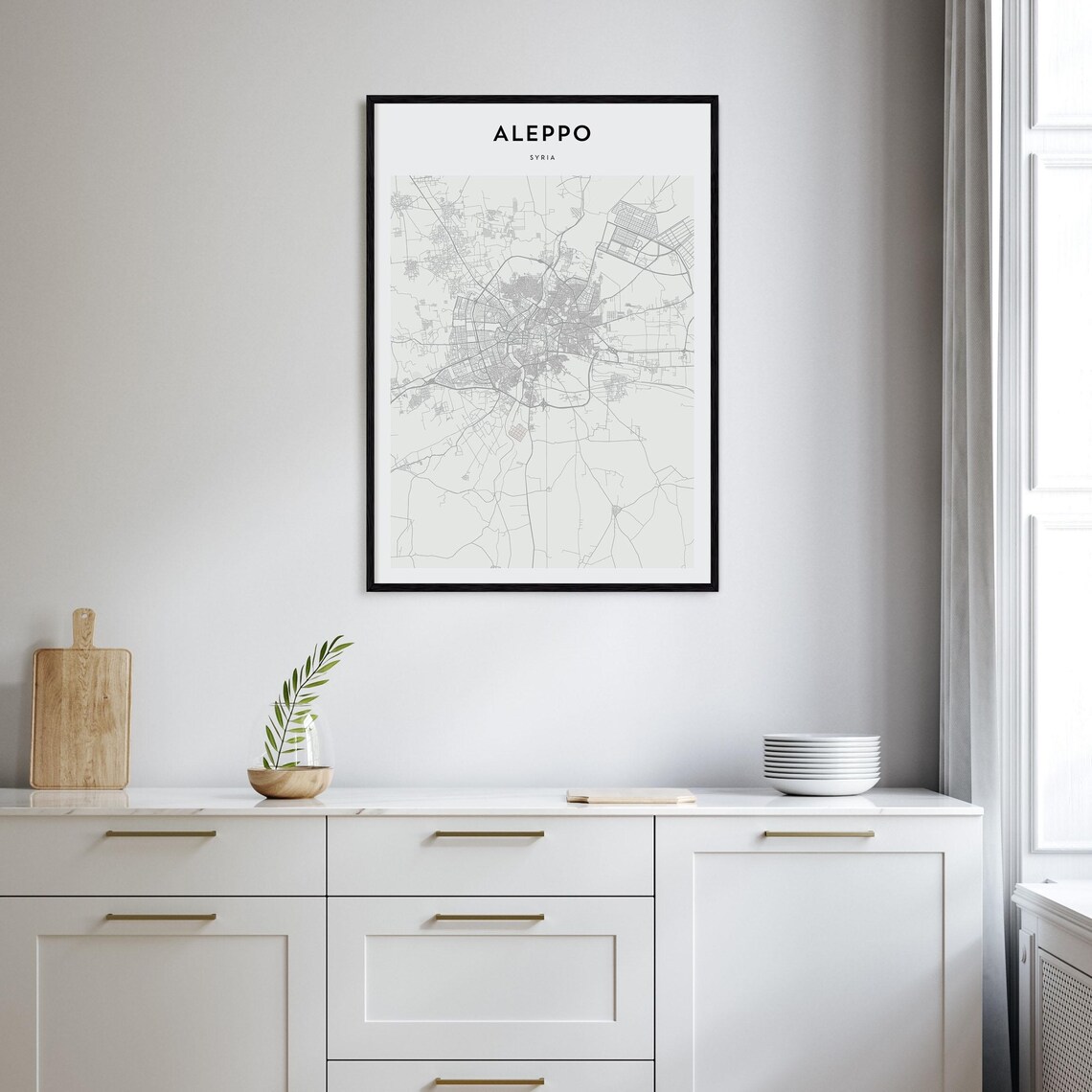 Aleppo Syria Minimalist Detailed City Map Street Grid Art Poster - Image 2