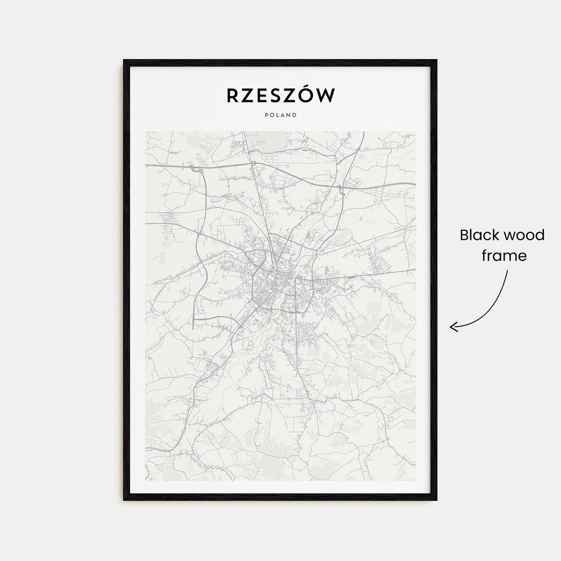 Rzeszow Poland Minimalist Monochrome City Map Retro Travel Poster - Image 3