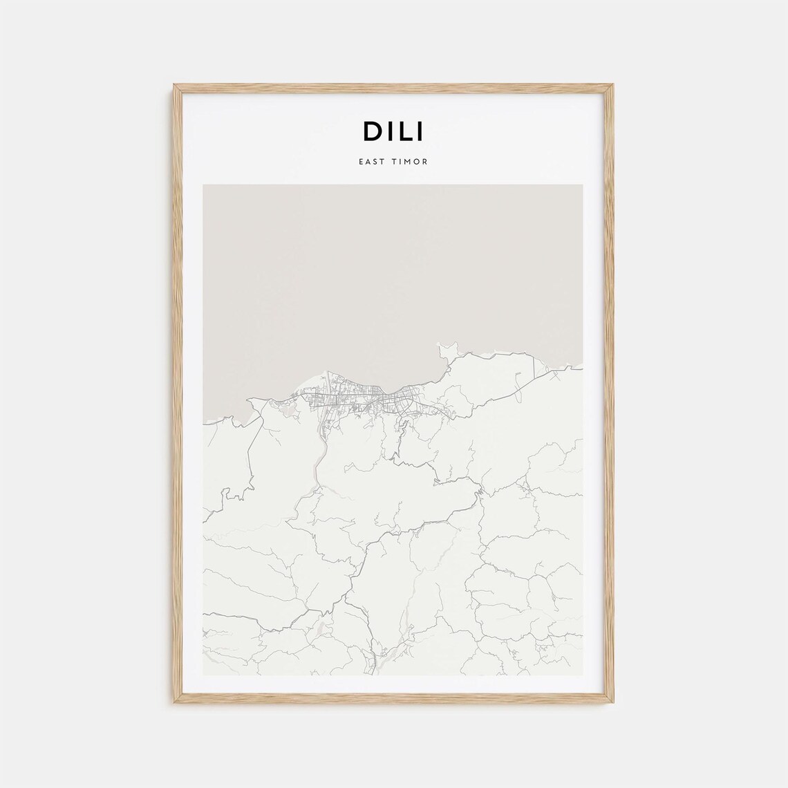 Dili East Timor Modern Minimalist City Street Map Travel Poster