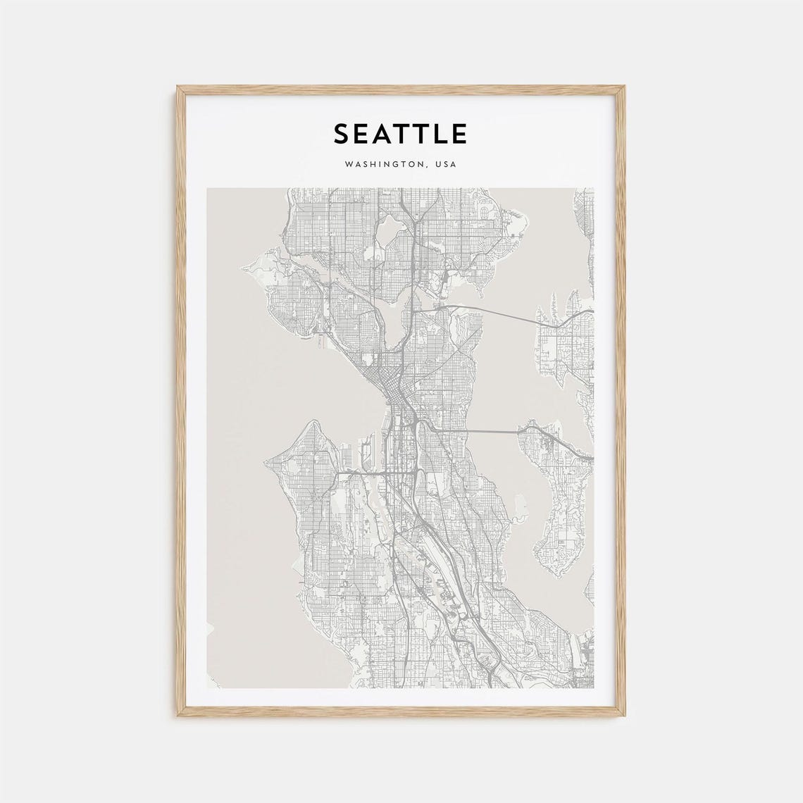 Seattle Washington Puget Sound Minimalist City Map Travel Poster