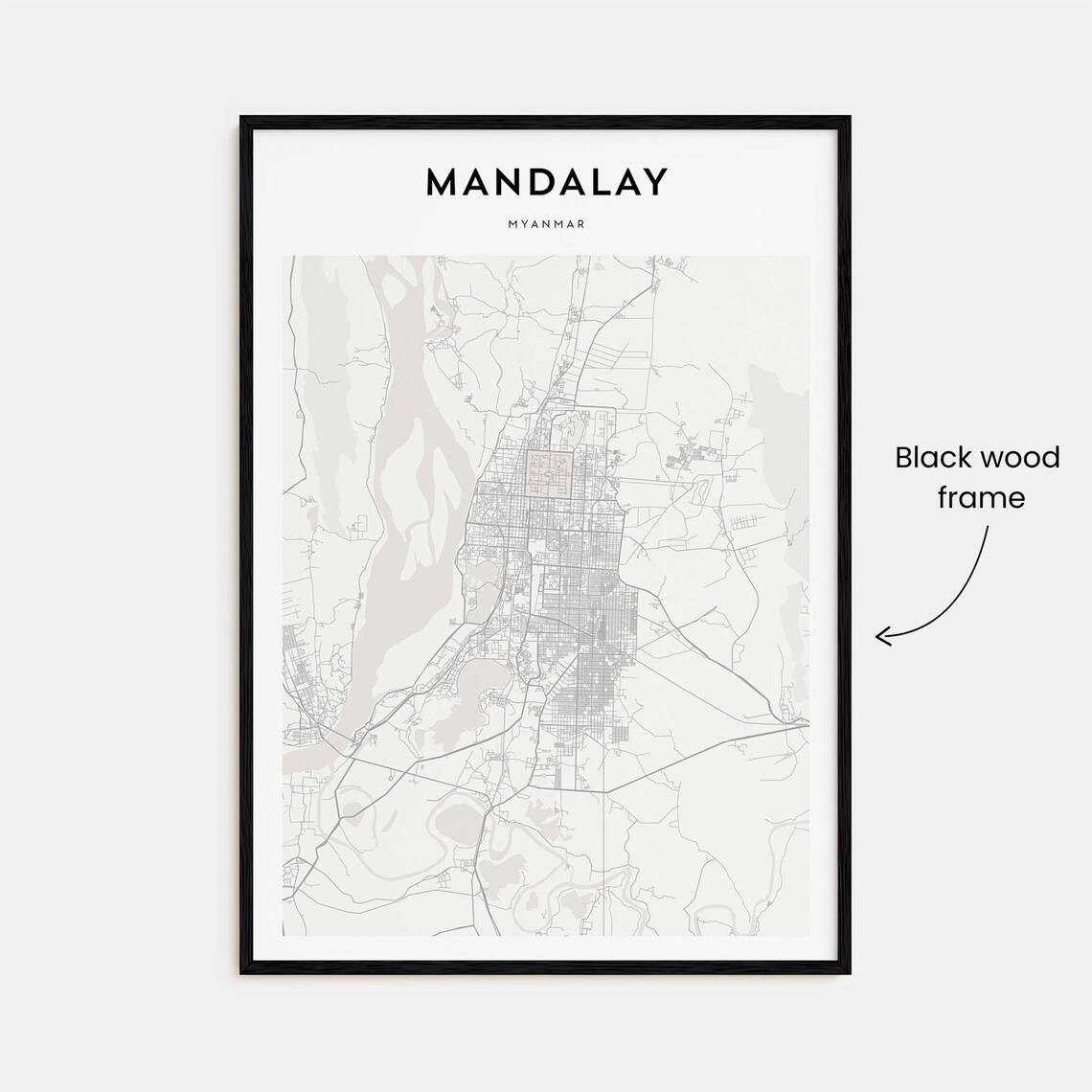 Mandalay Myanmar Minimalist Street Map Poster For Modern Travel Decor - Image 3