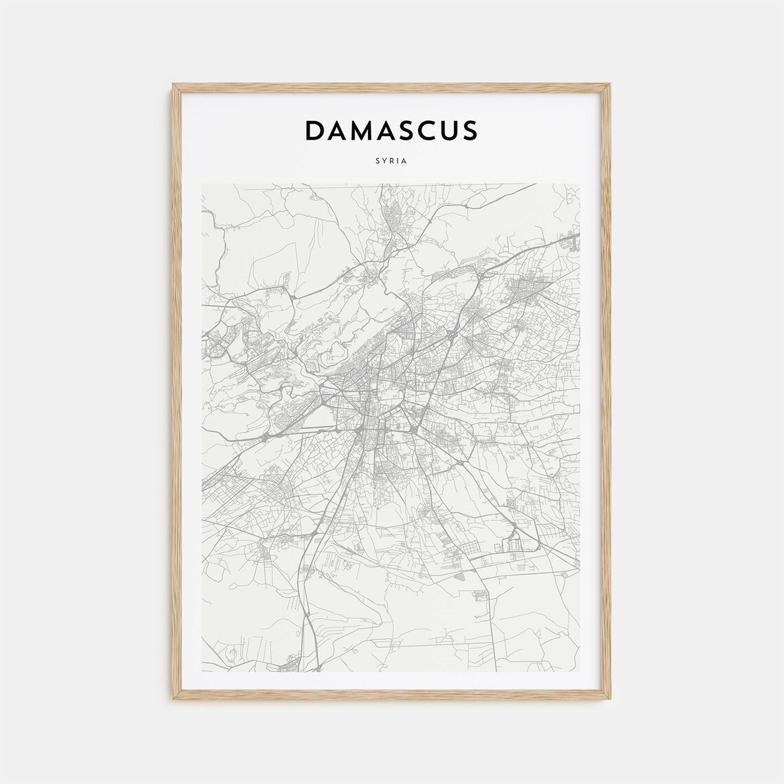 Damascus Syria Detailed Street Map Minimalist Modern City Poster