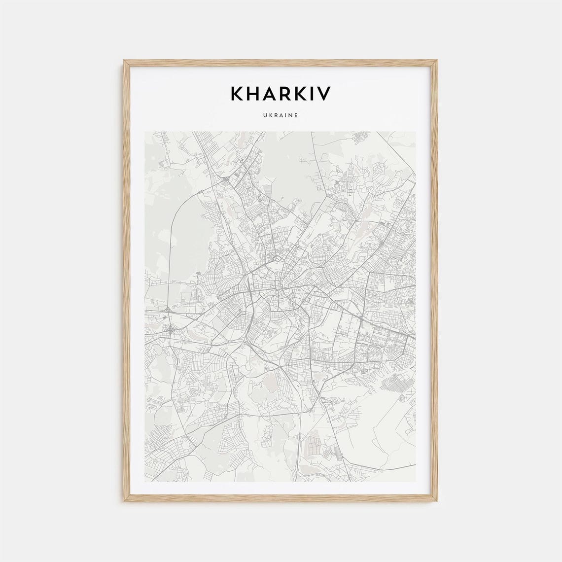 Kharkiv Ukraine Minimalist Black White City Map Street Poster