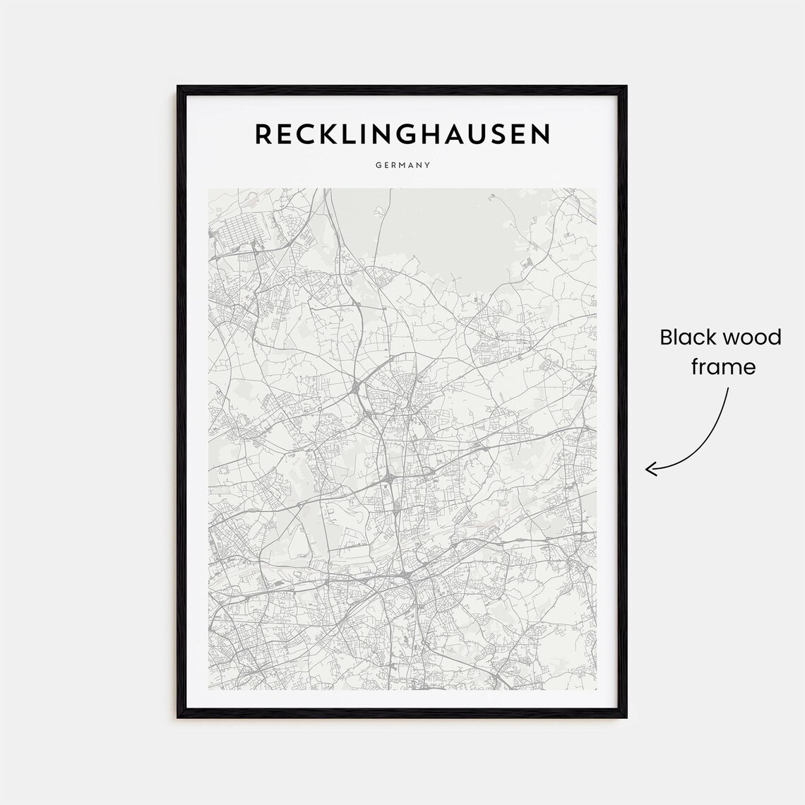 Recklinghausen Germany Minimal City Street Map Black White Art Poster - Image 3