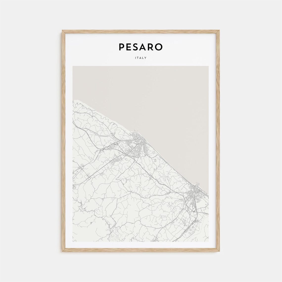 Pesaro Italy Minimalist Coastal Street Map Modern Decor Art Poster