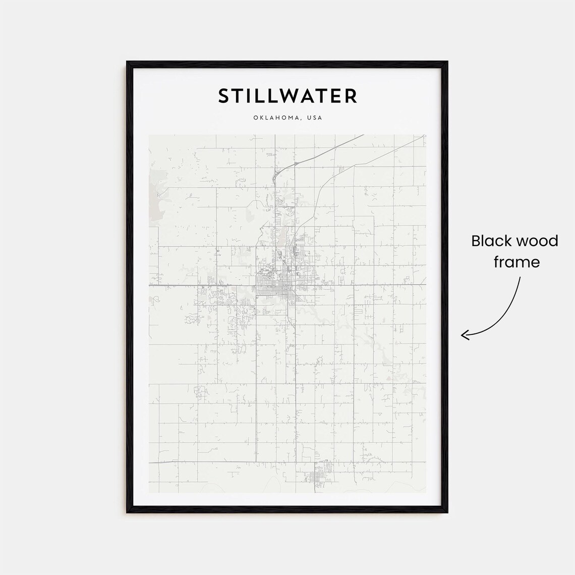 Stillwater Oklahoma Minimalist City Street Map Line Art Poster - Image 3