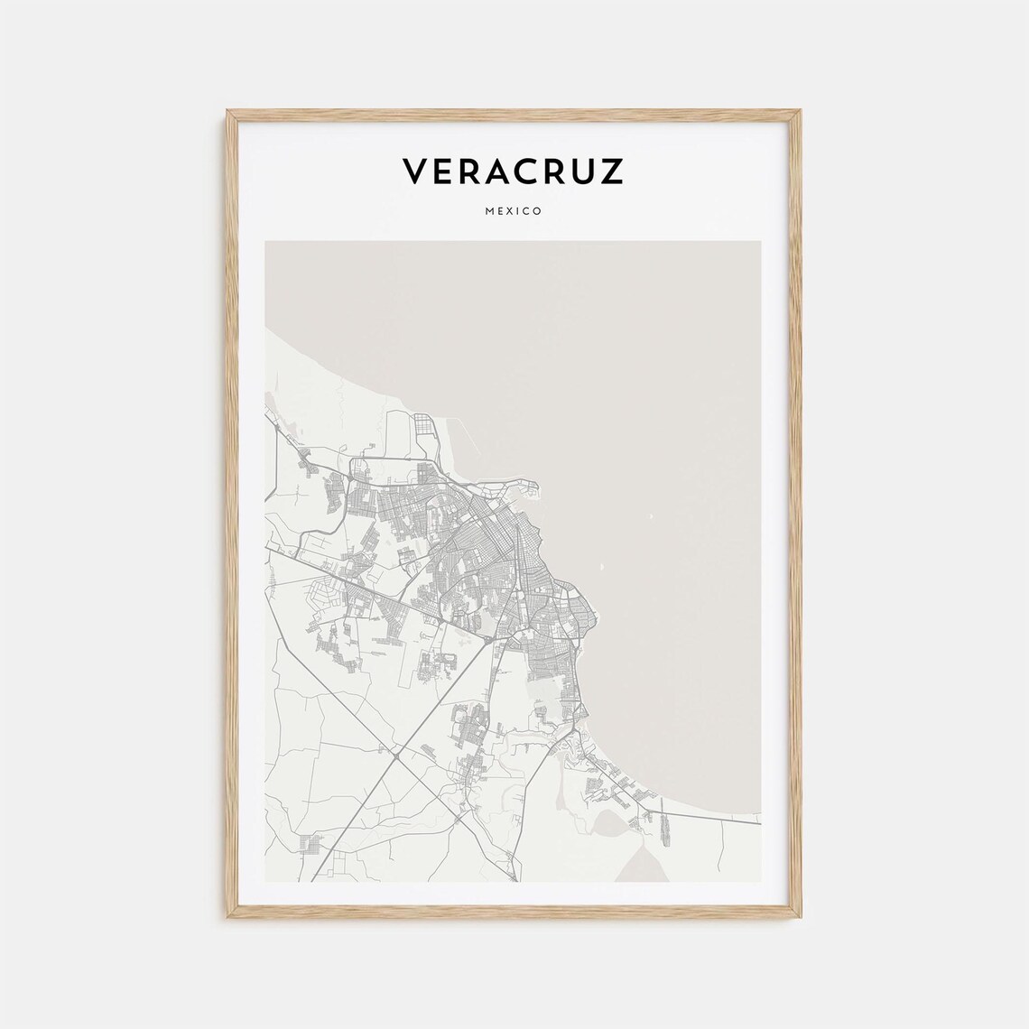 Veracruz Mexico Minimal Cream Coastal City Map Travel Decor Poster