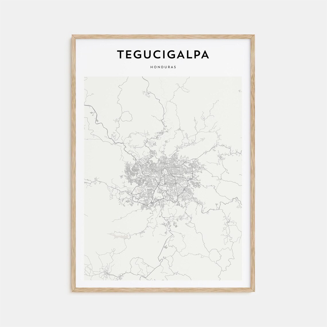 Tegucigalpa Honduras Minimalist City Street Map Travel Poster