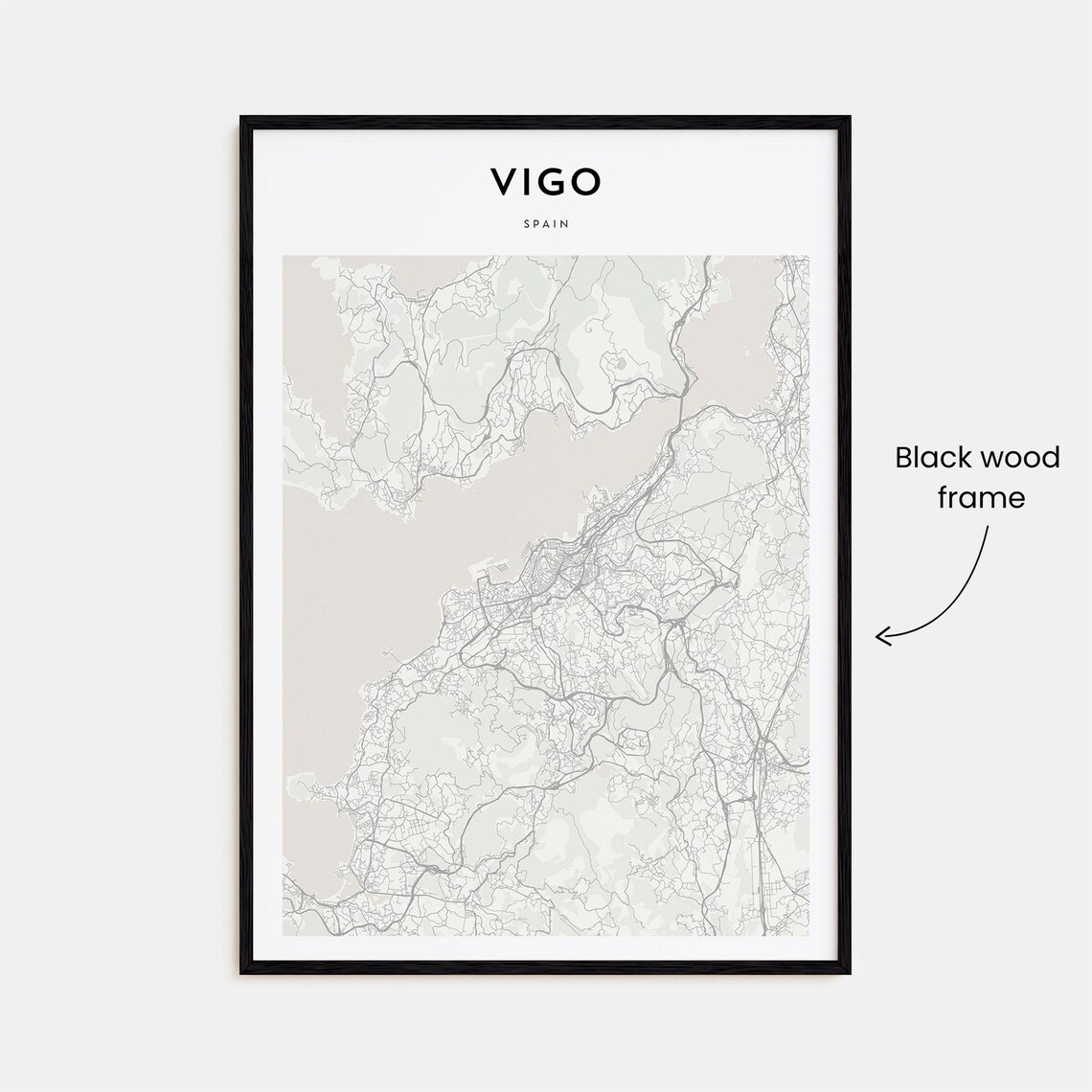 Vigo Spain Minimalist Monochrome City Street Map Travel Poster - Image 3