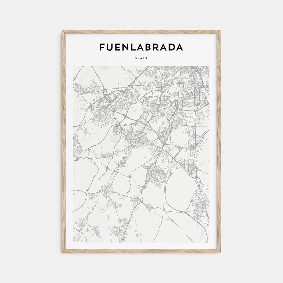 Fuenlabrada Spain Minimalist Monochrome Street Map Art Poster