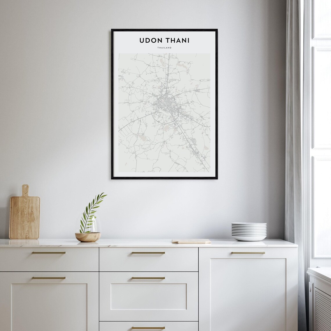 Udon Thani Thailand Minimalist City Street Map Modern Art Poster - Image 2