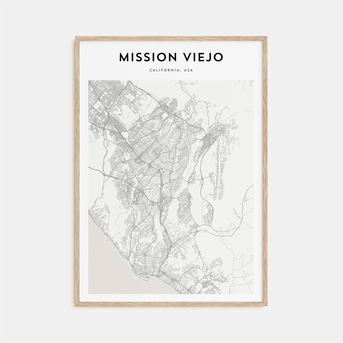 Mission Viejo California City Street Map Minimalist Line Art Poster