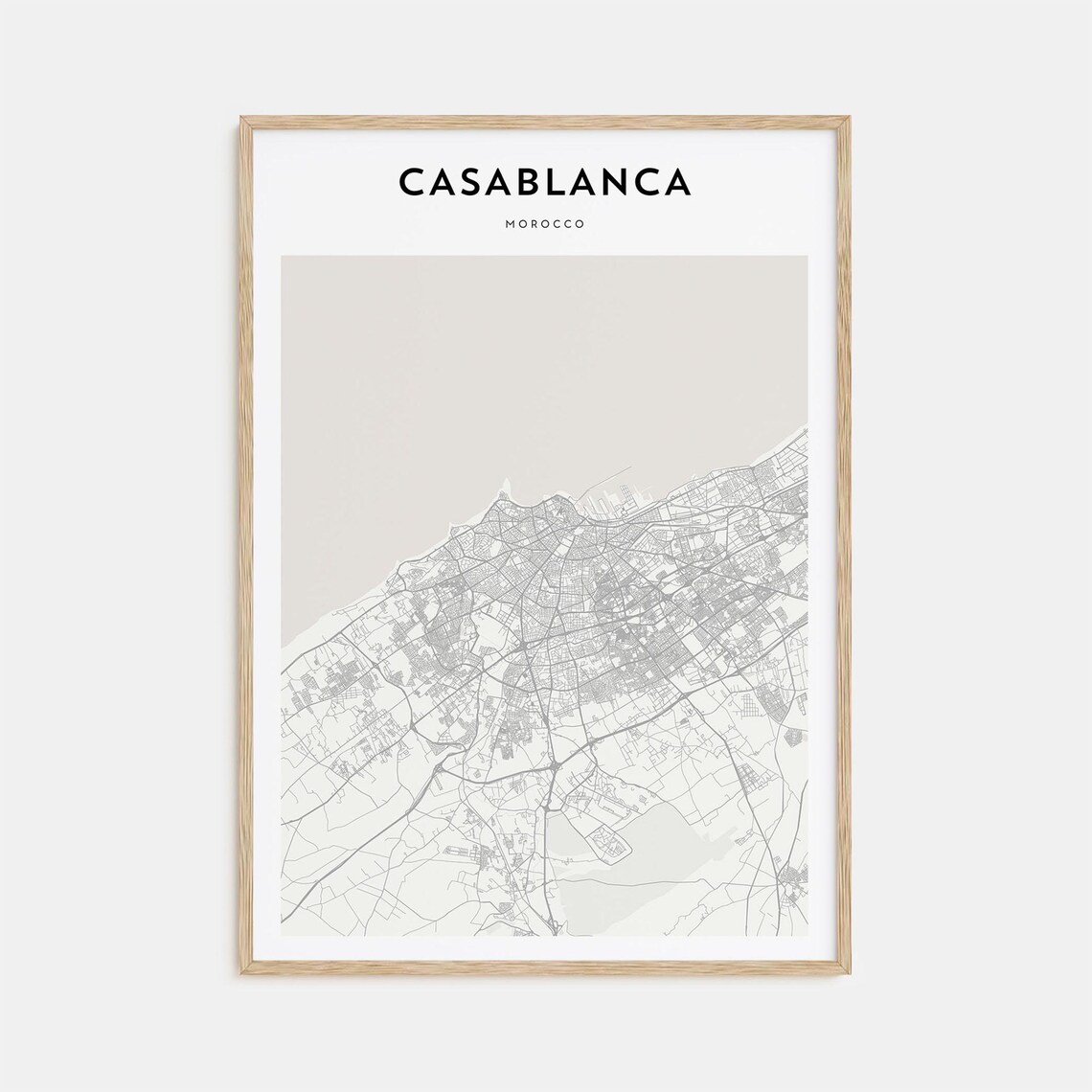 Casablanca Morocco Minimalist City Street Map Modern Wall Art Decor