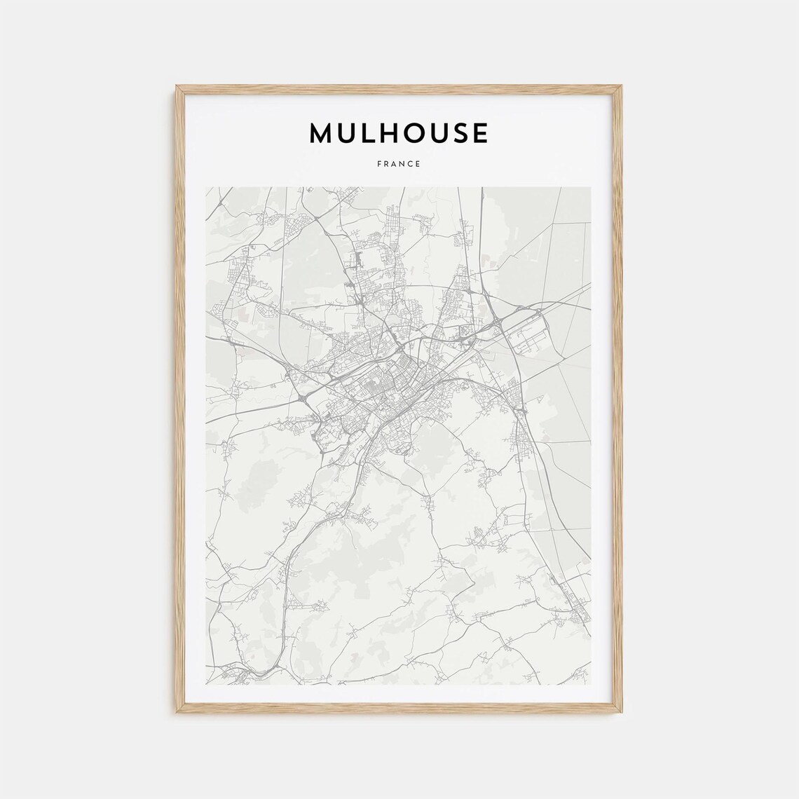 Mulhouse France City Street Map Minimalist Line Art Travel Poster