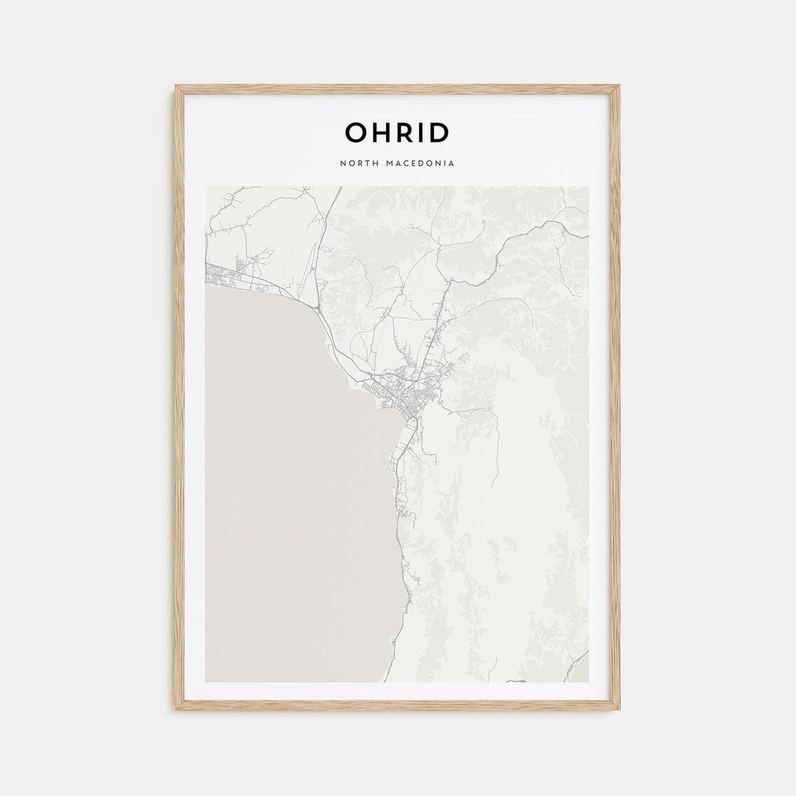 Ohrid North Macedonia Lakeside Minimalist Street Map Travel Art Poster