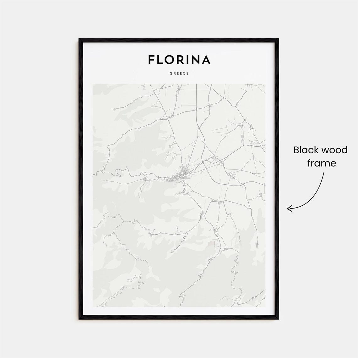 Florina Greece Minimalist Beige City Map Street Plan Home Decor Poster - Image 3