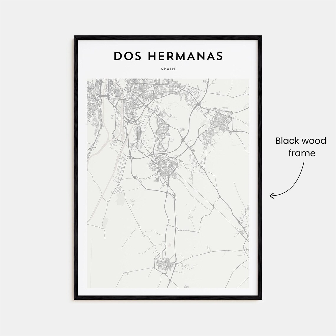 Dos Hermanas Spain Modern Minimalist City Street Map Travel Poster - Image 3