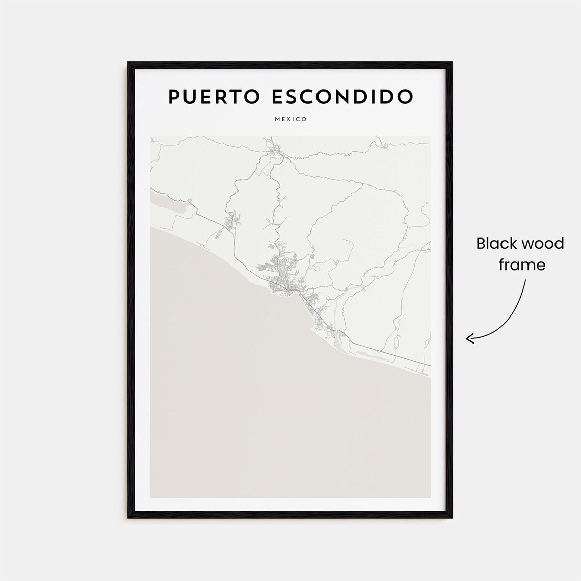 Puerto Escondido Mexico Modern Minimalist City Map Travel Poster - Image 3