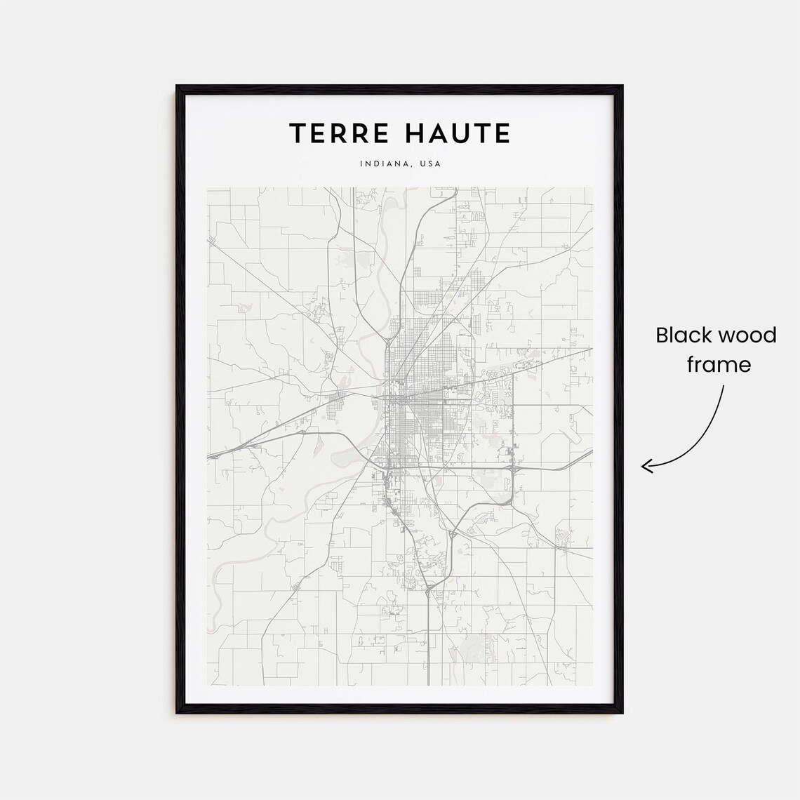 Terre Haute Indiana USA Minimalist Street Map Line Art Poster - Image 3