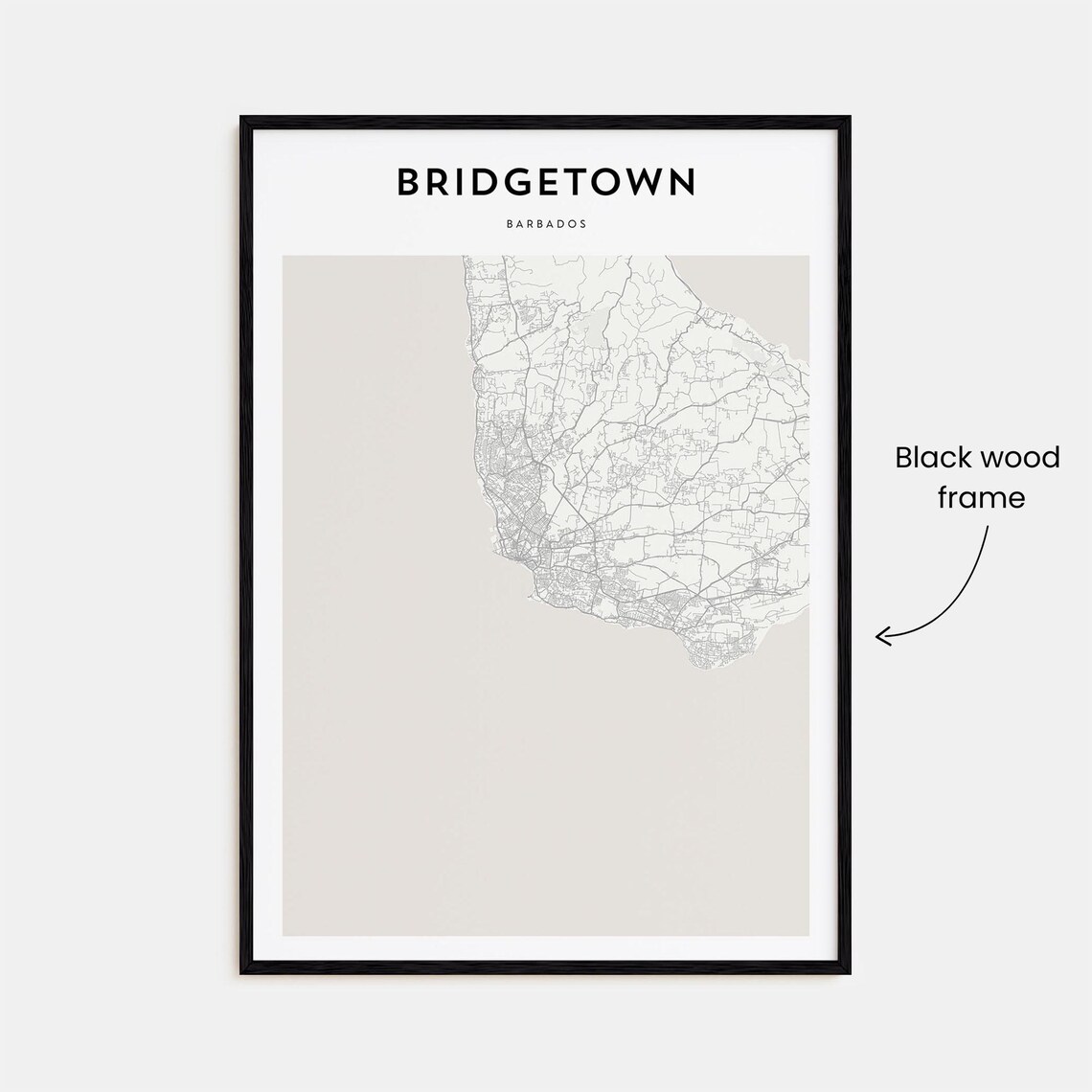 Bridgetown Barbados Minimalist Line Map City Street Art Poster - Image 3
