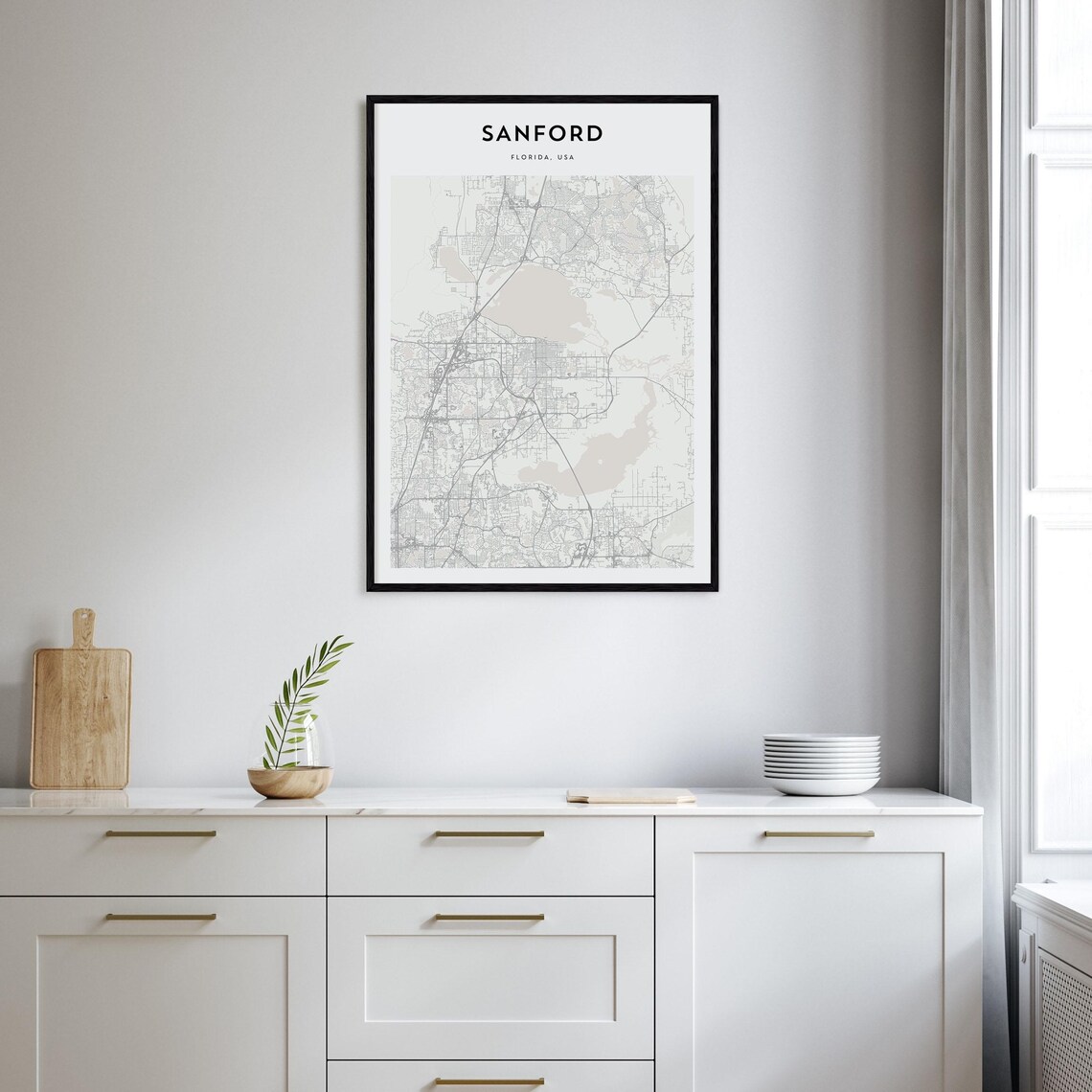 Sanford Florida USA Minimal City Street Map Black White Art Poster - Image 2