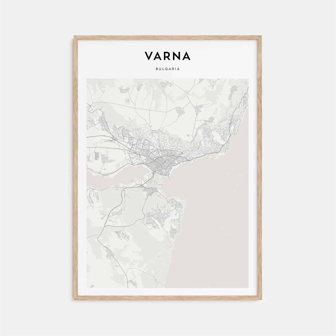 Varna Bulgaria Modern Minimalist City Street Map Travel Art Poster