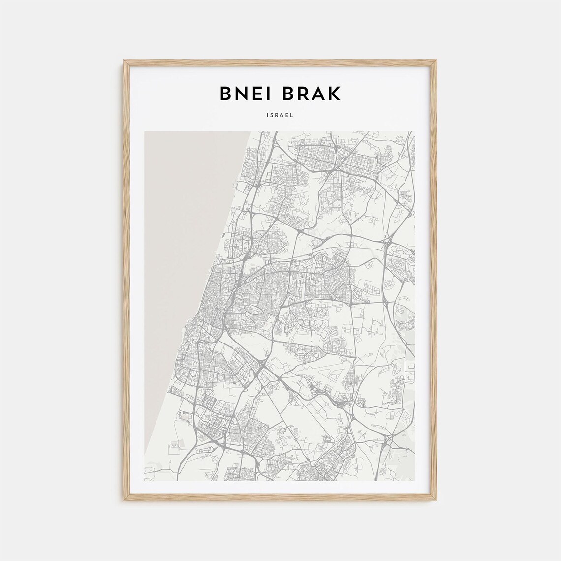 Bnei Brak Israel Minimalist City Map Modern Line Art Travel Poster
