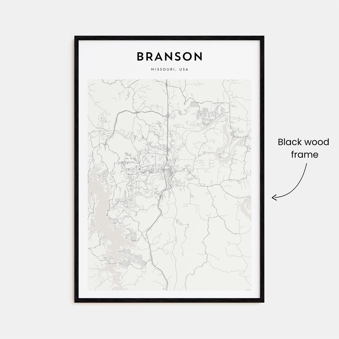 Branson Missouri Minimalist Line Map of the Town Street Art Poster - Image 3