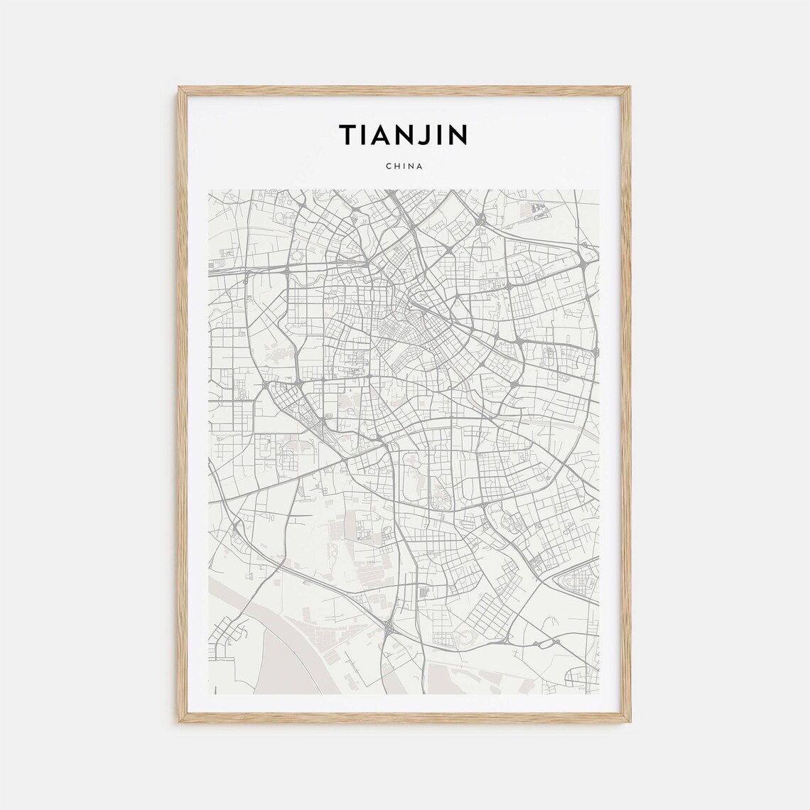 Tianjin China Modern Minimalist City Street Map Travel Art Poster