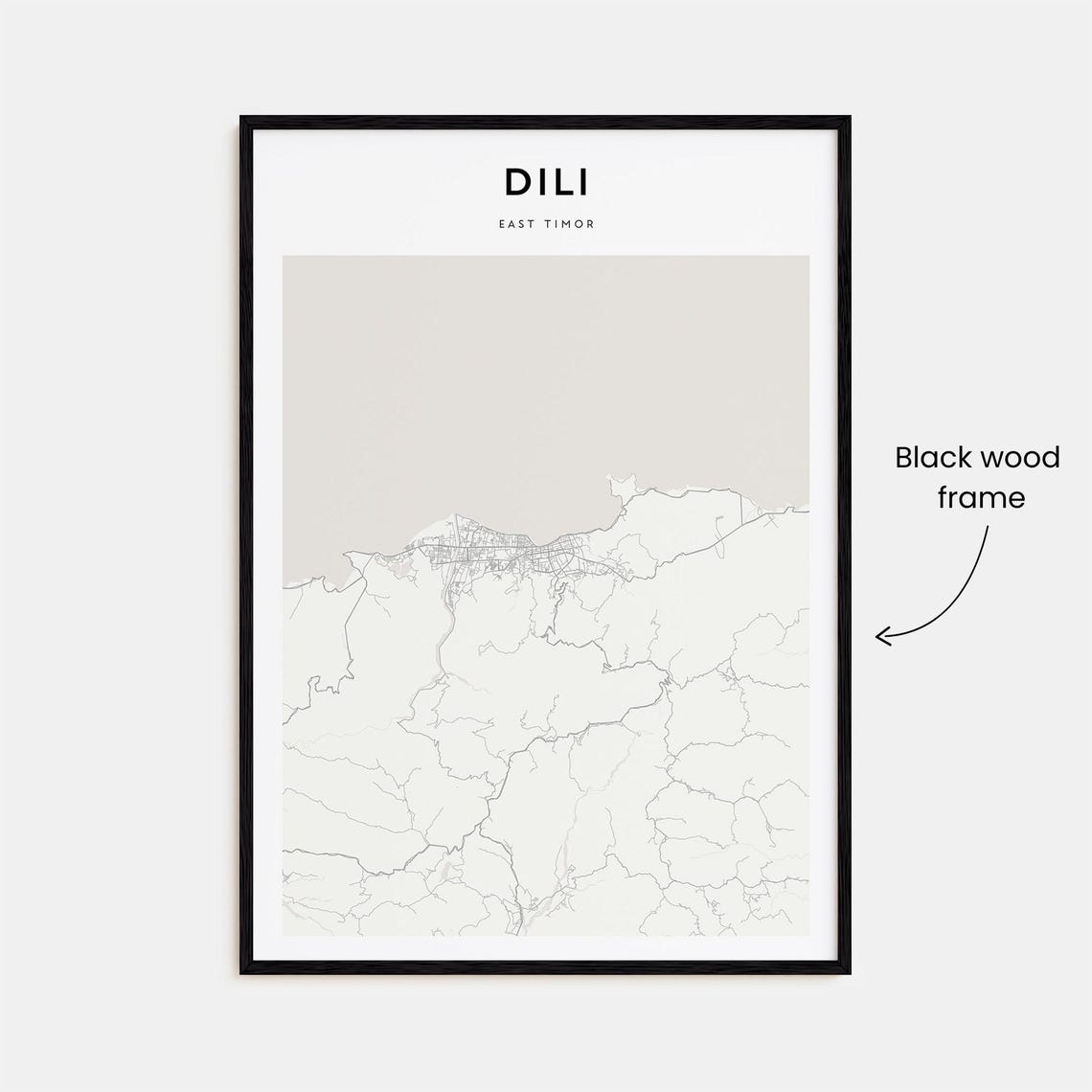 Dili East Timor Modern Minimalist City Street Map Travel Poster - Image 3